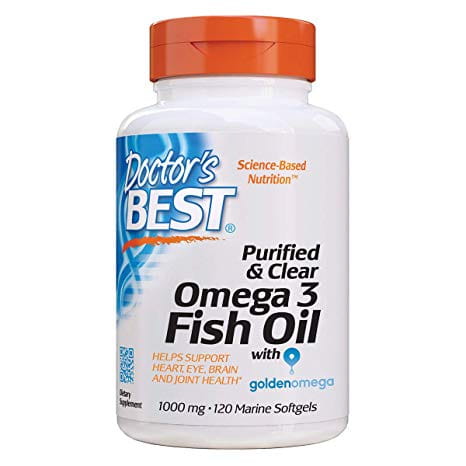 Minyak Ikan OMEGA 3 yang Dijernihkan & Jernih 1000 MG 120 Kapsul DOCTOR'S BEST