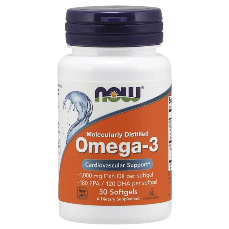 OMEGA 3 DHA 120 MG og EPA 180 MG 30 kapsler NOW FOODS