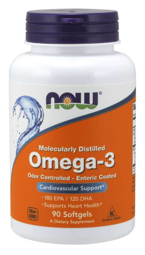 OMEGA 3 DHA 120 MG og EPA 180 MG 90 kapsler NOW FOODS