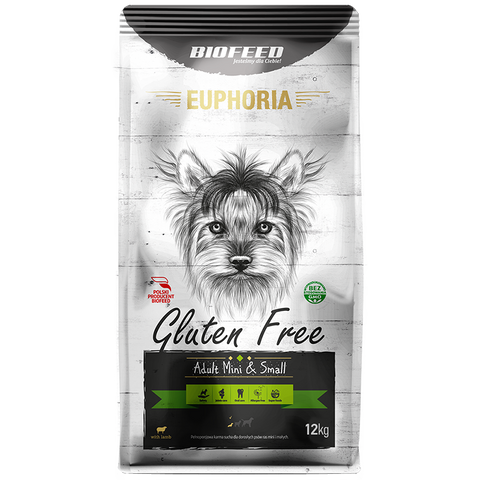 EUPHORIA Glutenfrei Mini & Small für kleine & kleine Hunde mit Lamm 12kg - BIOFEED