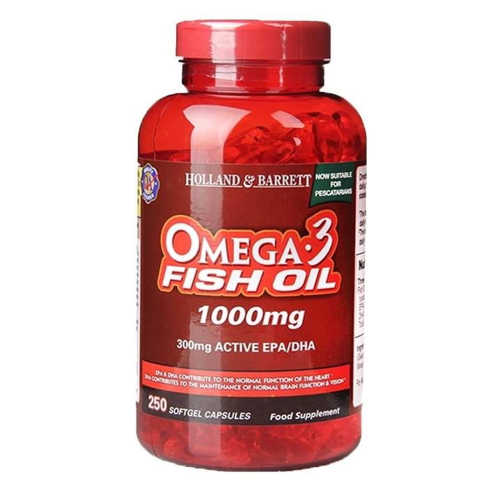 OMEGA 3 Fiskeolie 1000 MG 250 Kapsler HOLLAND & BARRETT
