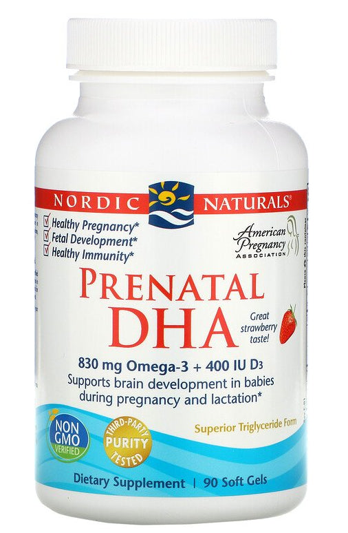 Prenatal DHA OMEGA 3 e Vitamina D3 Morango 90 Cápsulas NORDIC NATURALS