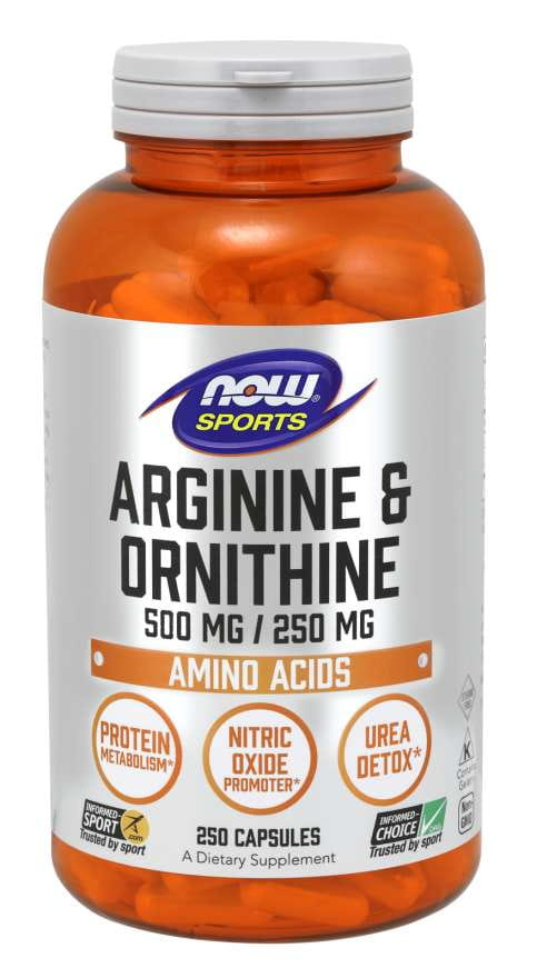 Larginin 500 MG a Lornithin 250 MG 250 kapslí NOW FOODS