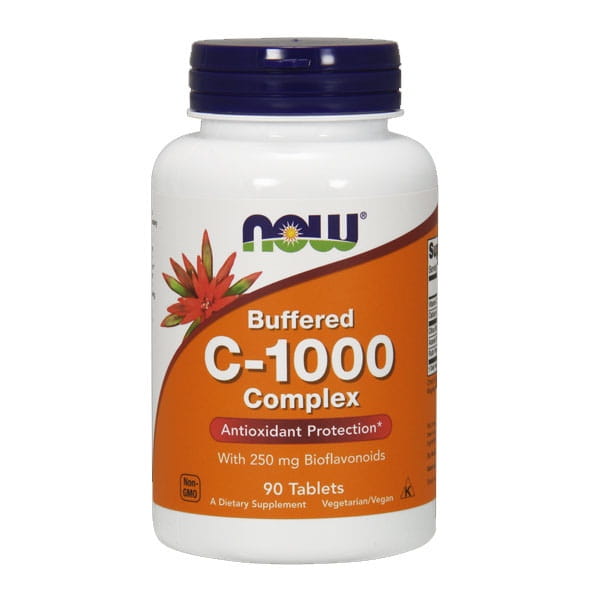 C1000 buffrat Vitamin C och citrus-bioflavonoider 90 NOW FOODS tabletter