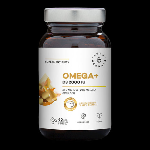 Omega und Vitamin D3 2000 IE / Cholecalciferol / 50 mcg 60 Kapseln AURA HERBALS