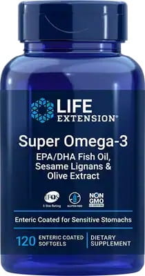 Super OMEGA - 3 EPA / DHA dengan Lignan Bijan dan Ekstrak Zaitun 120 Kapsul PANJANG UMUR