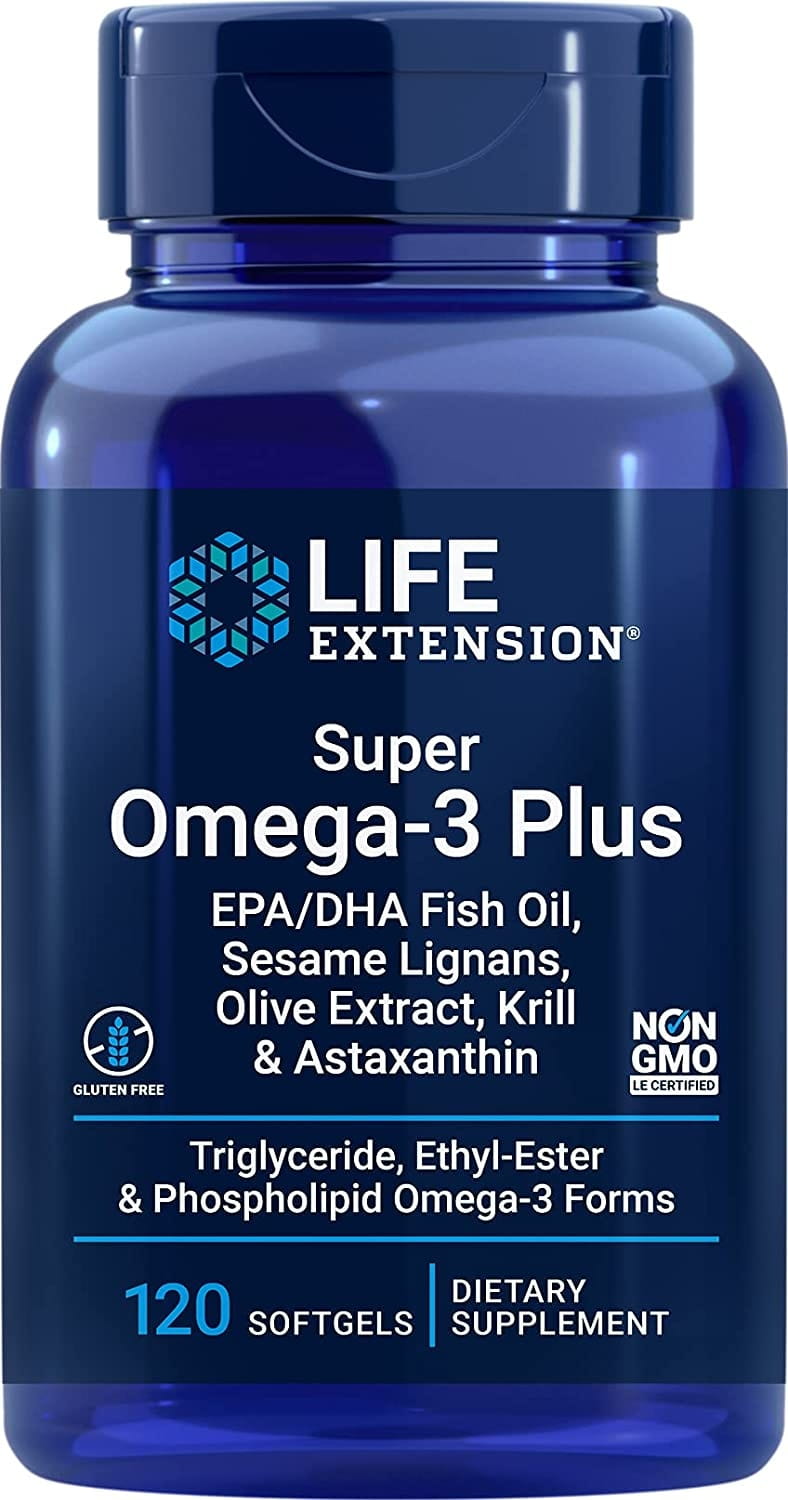 Super OMEGA - 3 cộng EPA/DHA với Sesam-Lignanen, chiết xuất ô liu, dầu Krill và Astaxanthin 120 viên nang LEBENSVERLÄNGERUNG
