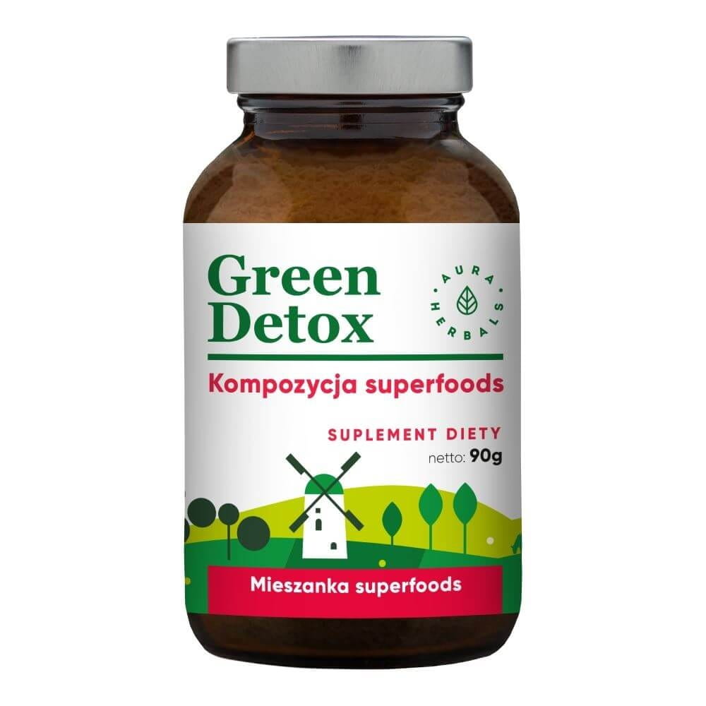 Grön detoxblandning av superfoods-pulver 90 g AURA HERBALS