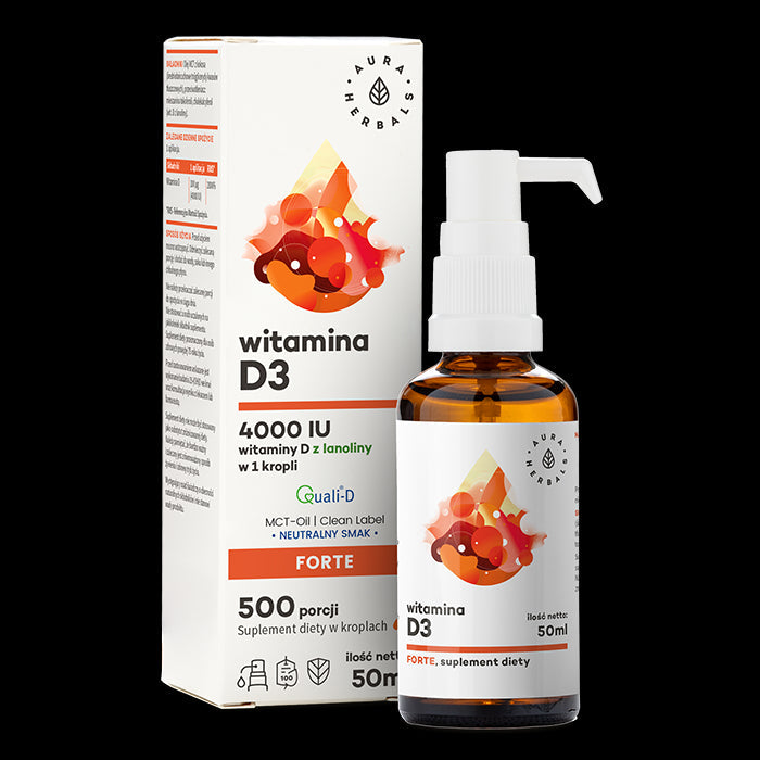 Vitamina D3 4000 UI în ulei MCT 50 ml AURA HERBALS