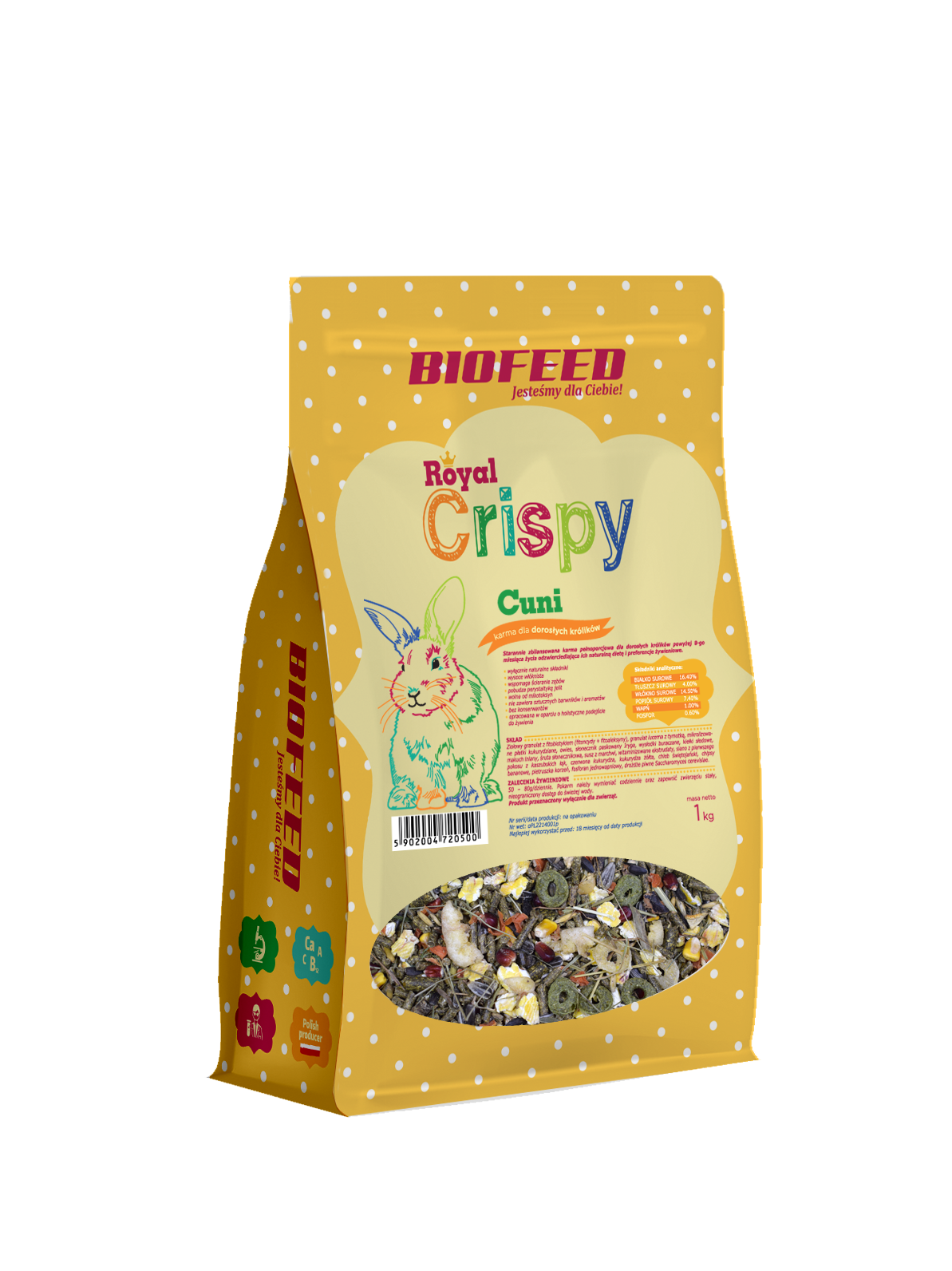 Royal Crispy Cuni 1kg - für Kaninchen - BIOFEED