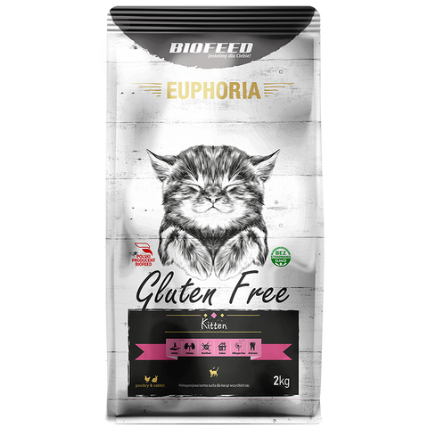 EUPHORIA KITTEN Glutenfreies Katzenfutter mit Geflügel und Kaninchen 2kg - BIOFEED