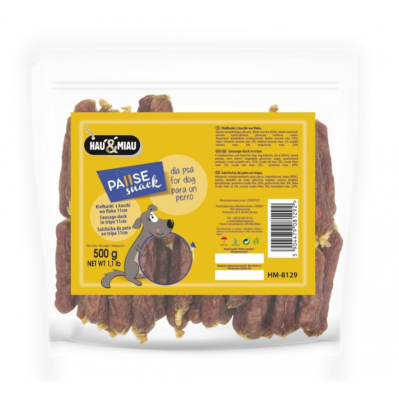 Pausensnack Hundeleckerli, Entenwürste in Kutteln 11cm 500g [HM-8129] - HAU&MIAU