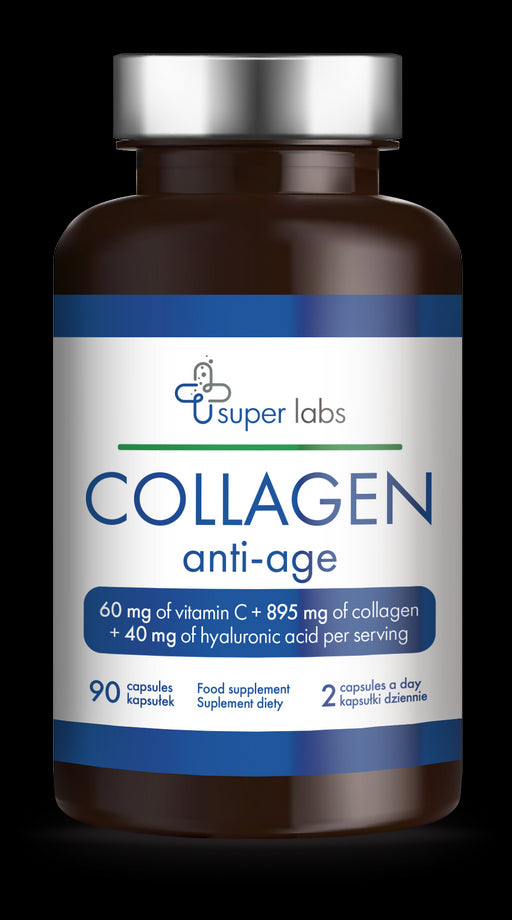 Kollagen 4475 mg + Vitamin C 30 mg + Hyaluronsyra 20 mg 90 kapslar SUPER LABS