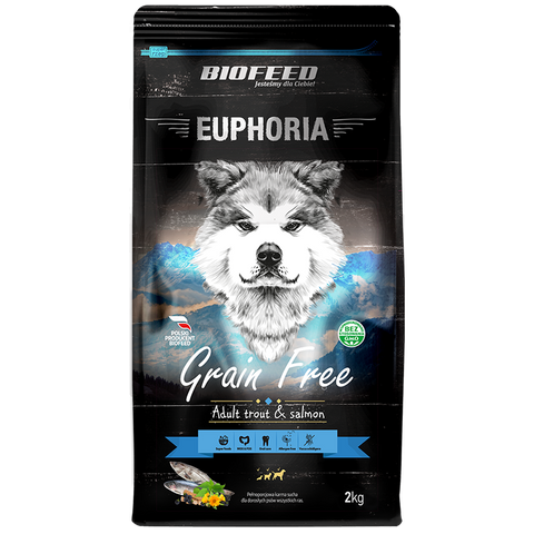 EUPHORIA Grain Free All für Hunde aller Rassen mit Forelle und Lachs 2kg - BIOFEED