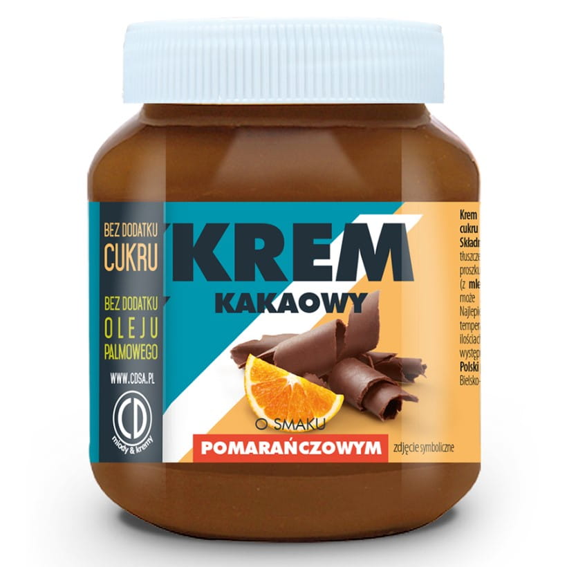 Cocoa cream with orange flavor, no added sugar and no palm oil, 350g - CD