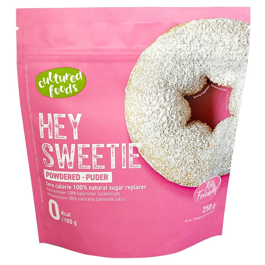 Hey Süßer i pulverform - en naturlig sockerersättning baserad på erythrit och stevia KULTURFUTTER 250g
