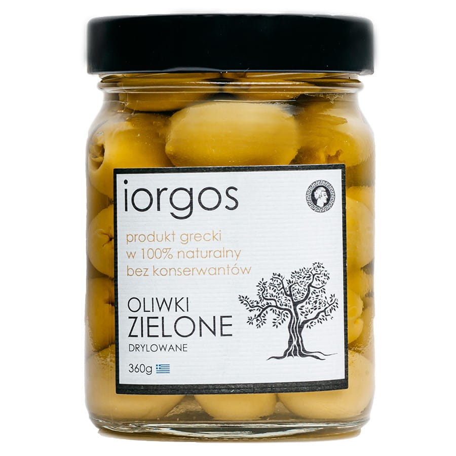 Premium zaitun hijau - dibuang biji 360g IORGOS