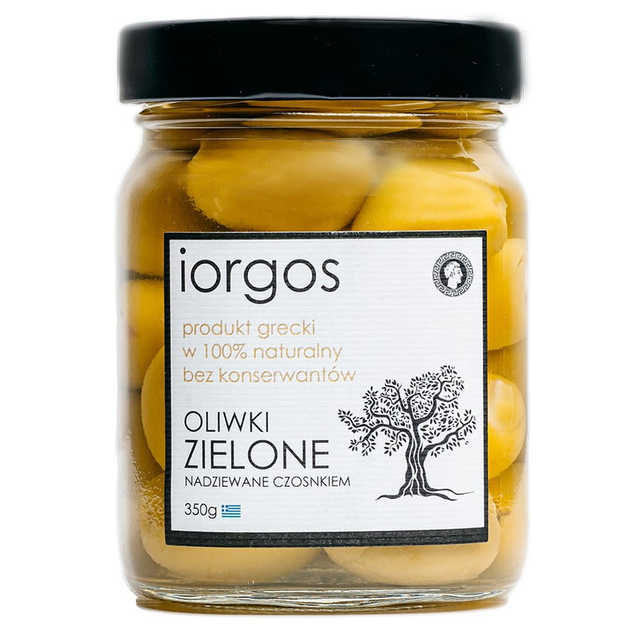 Zöld Prémium olívabogyó - fokhagymával 350g IORGOS