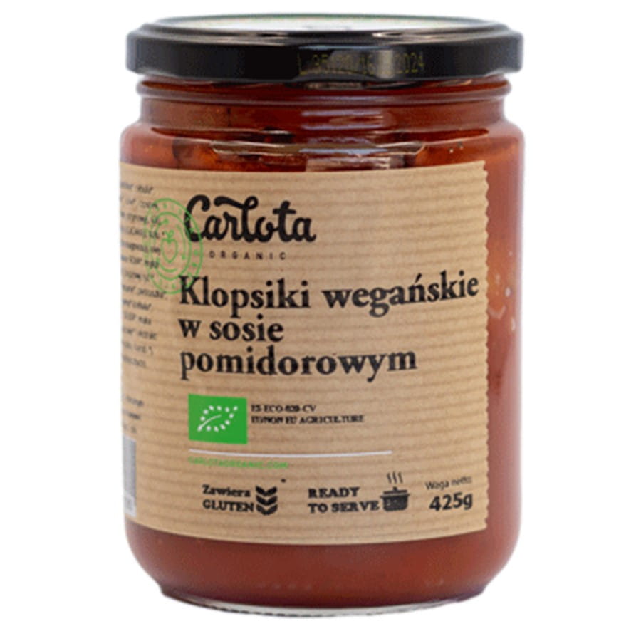 Vegaaniset lihapullat tomaattikastikkeessa BIO 425g CARLOTA ORGANIC