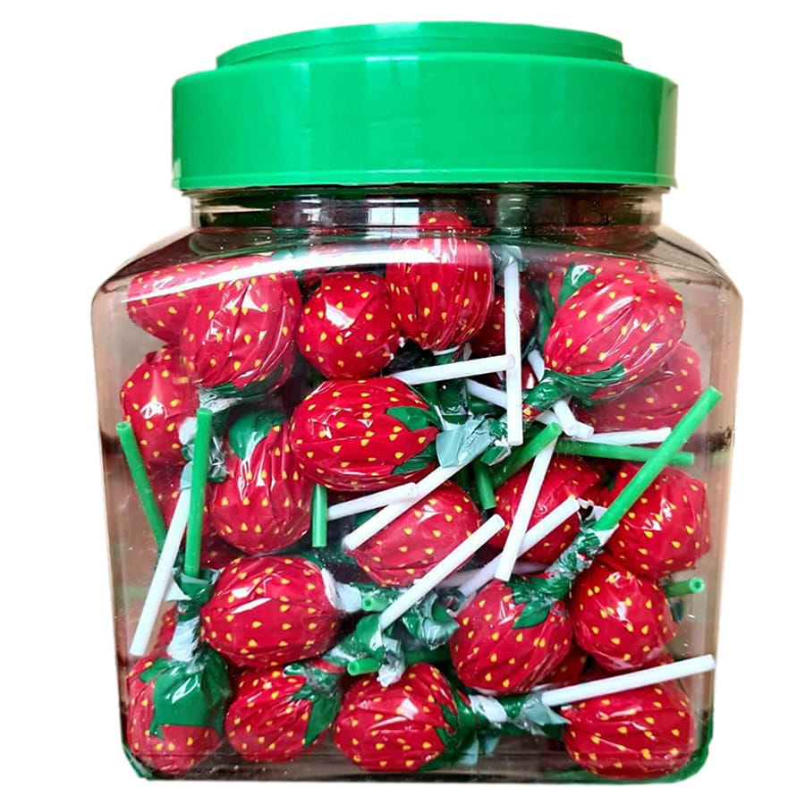 Pirulito com sabor de morango sem açúcar 100 x 13 g
