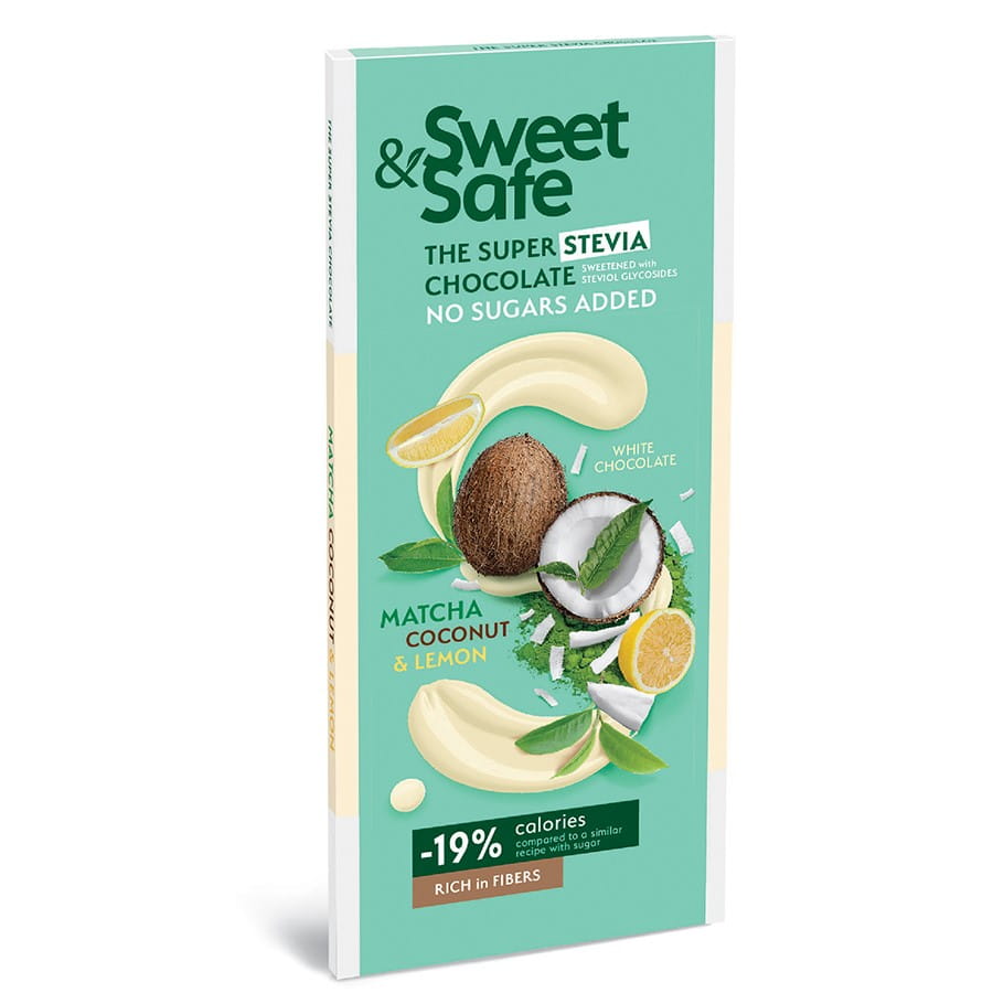 Bílá čokoláda - Matcha Kokos a Citron slazené Stevií 90g SWEET & SAFE