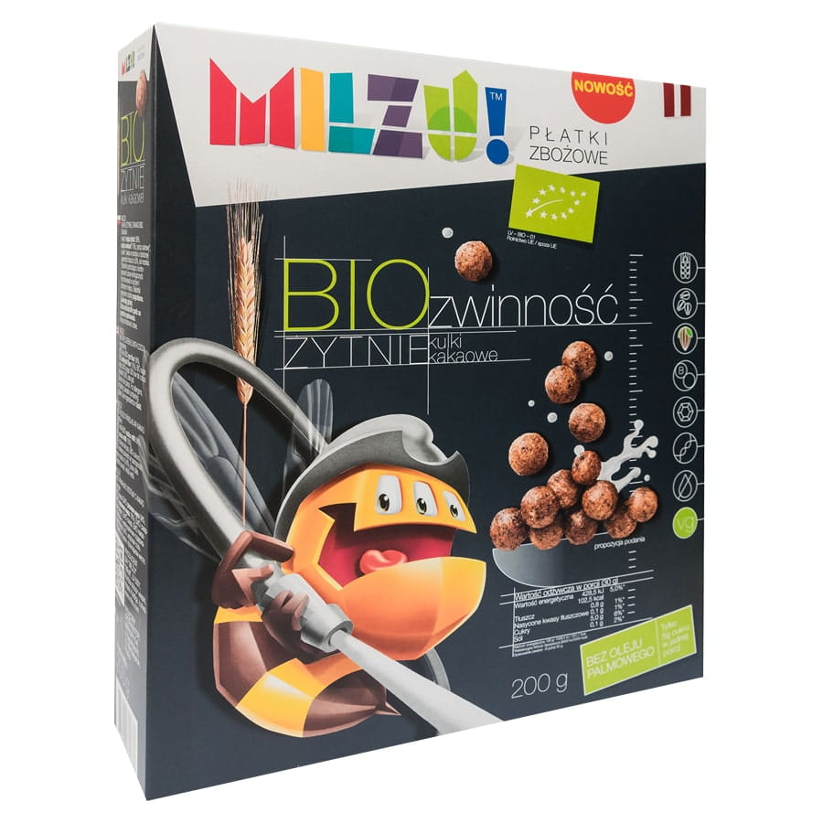 Žitné vločky - Ovesné kakaové kuličky - Agility BIO 200g MILZU