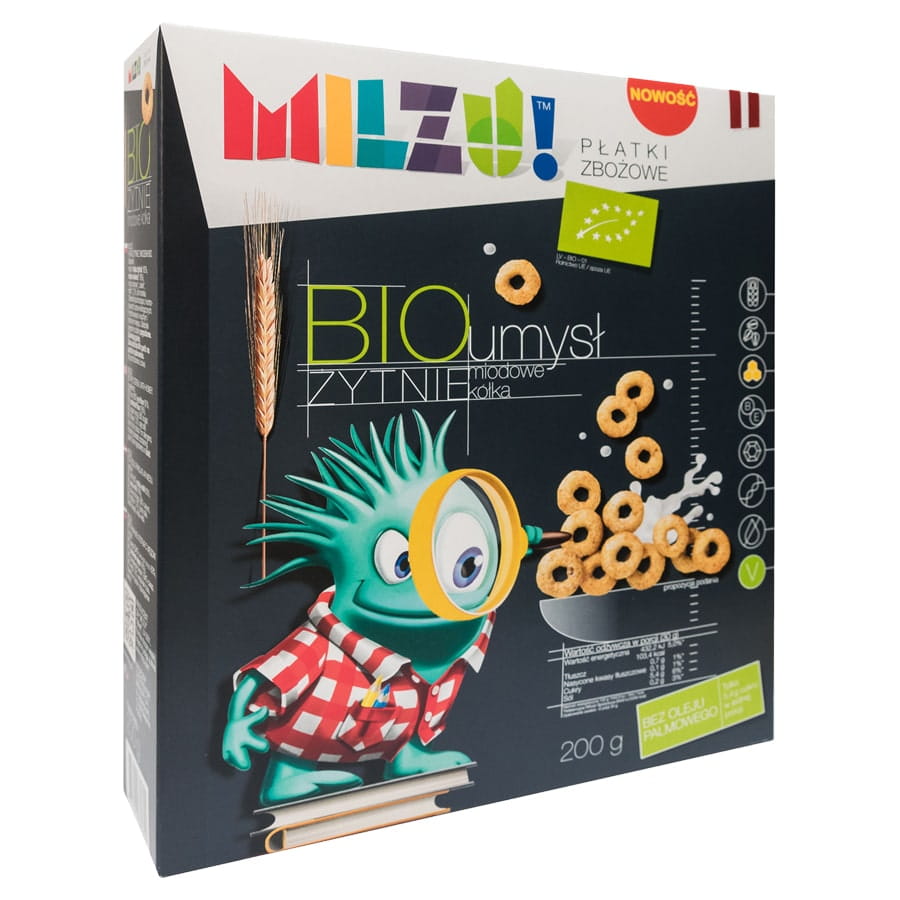 Žitné vločky - ovesné kroužky s medem - min. BIO 200g MILZU