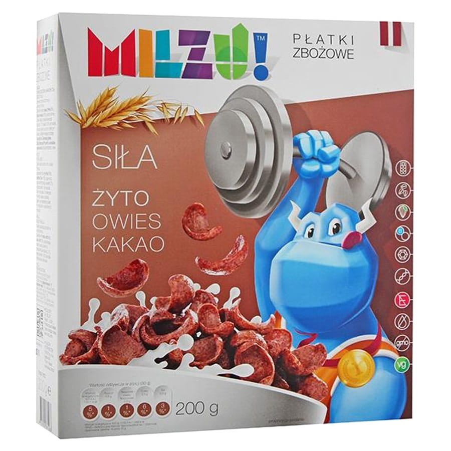 Žitné a ovesné kakao lupínky pro děti - škrob 200g MILZU