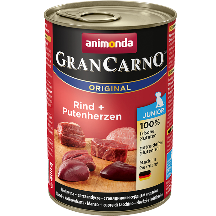 GranCarno Orginal Junior Dose Rinder- und Putenherzen 400g - ANIMONDA