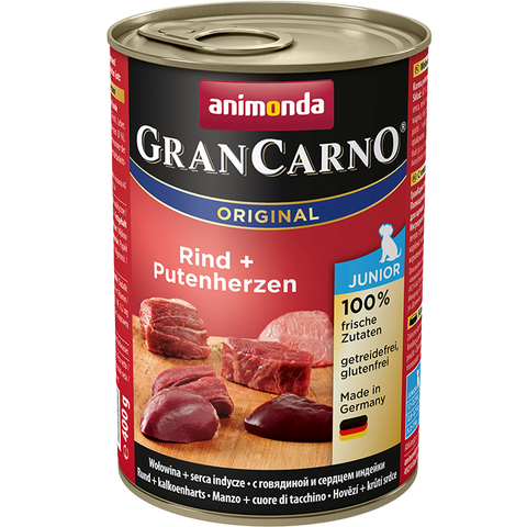 GranCarno Orginal Junior Dose Rinder- und Putenherzen 400g - ANIMONDA