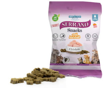 Snack für Katzen mit Hühnchen für Haarballen 50g - SERRANO