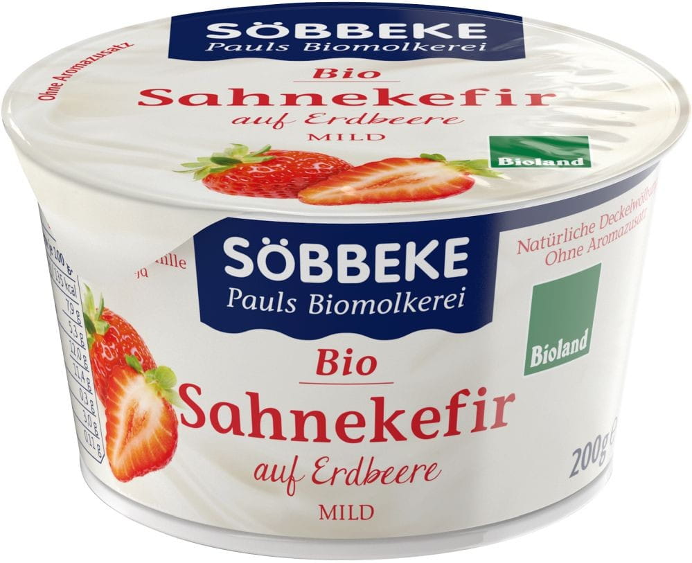 Sahnekefir mit Erdbeeren BIO 200 g - SOBBEKE