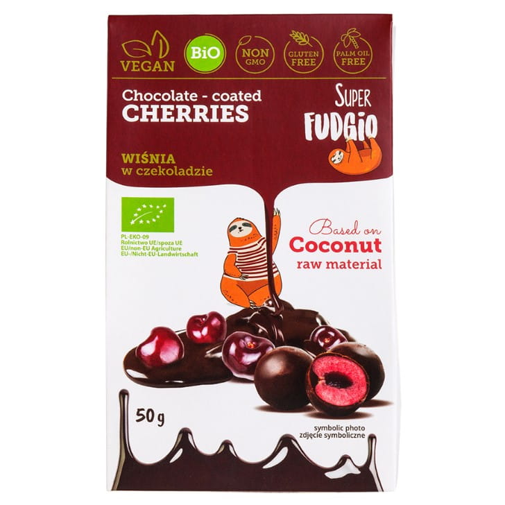 Třešně lyofilizované v čokoládě bez lepku BIO 50g SUPER FUDGIO