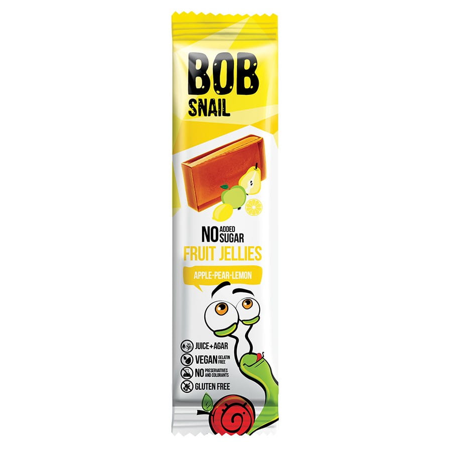 Snackgelé Äpple - Päron - Citron utan tillsatt socker 38g BOB SNAIL