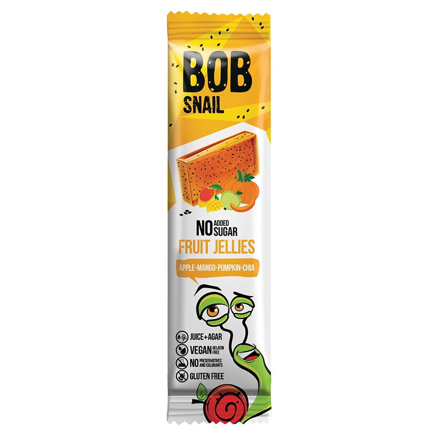 Svačinkové želé Jablko - Mango - Dýně - Chia bez přidaného cukru 38g BOB SNAIL
