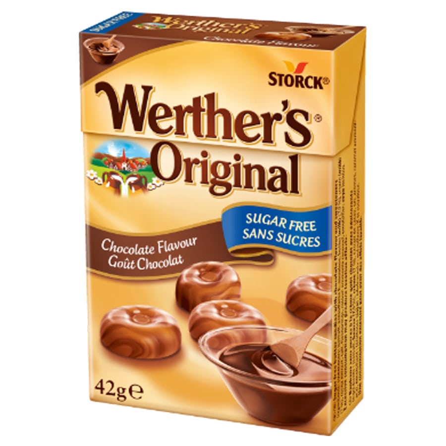 Karamely s čokoládovou příchutí bez cukru 42g WERTHER'S ORIGINAL