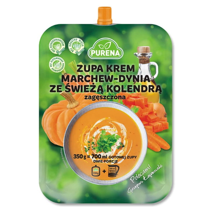 Karottencremesuppe - Kürbis mit frischem Koriander, gebunden 350g PURENA