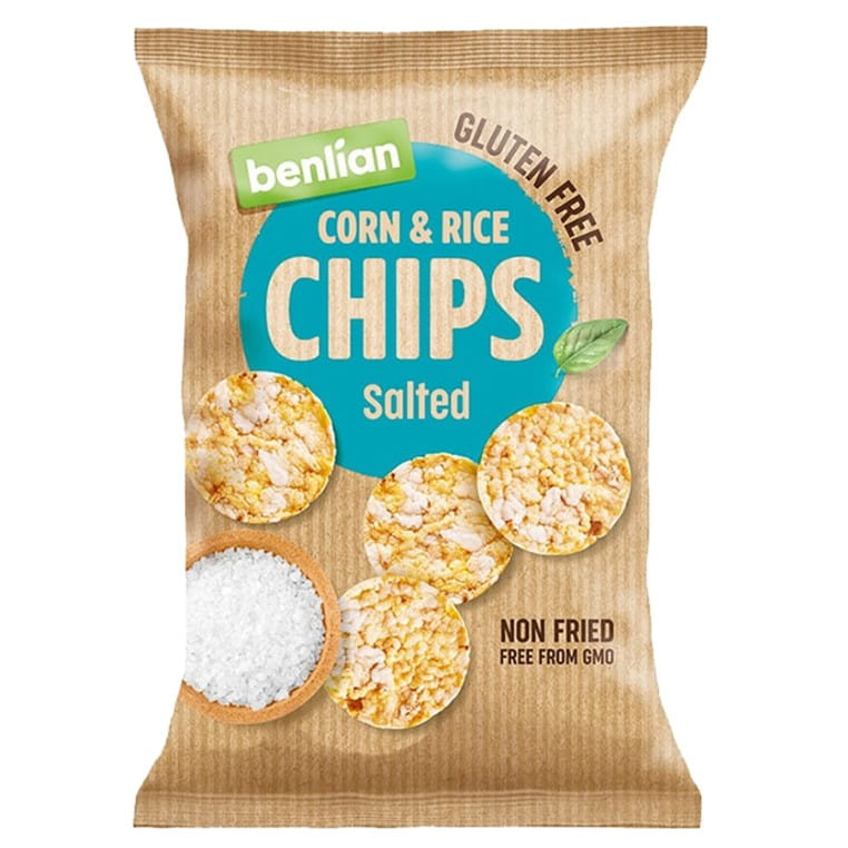 Kukorica- és rizschips - klasszikus tengeri sóval 50g BENLIAN