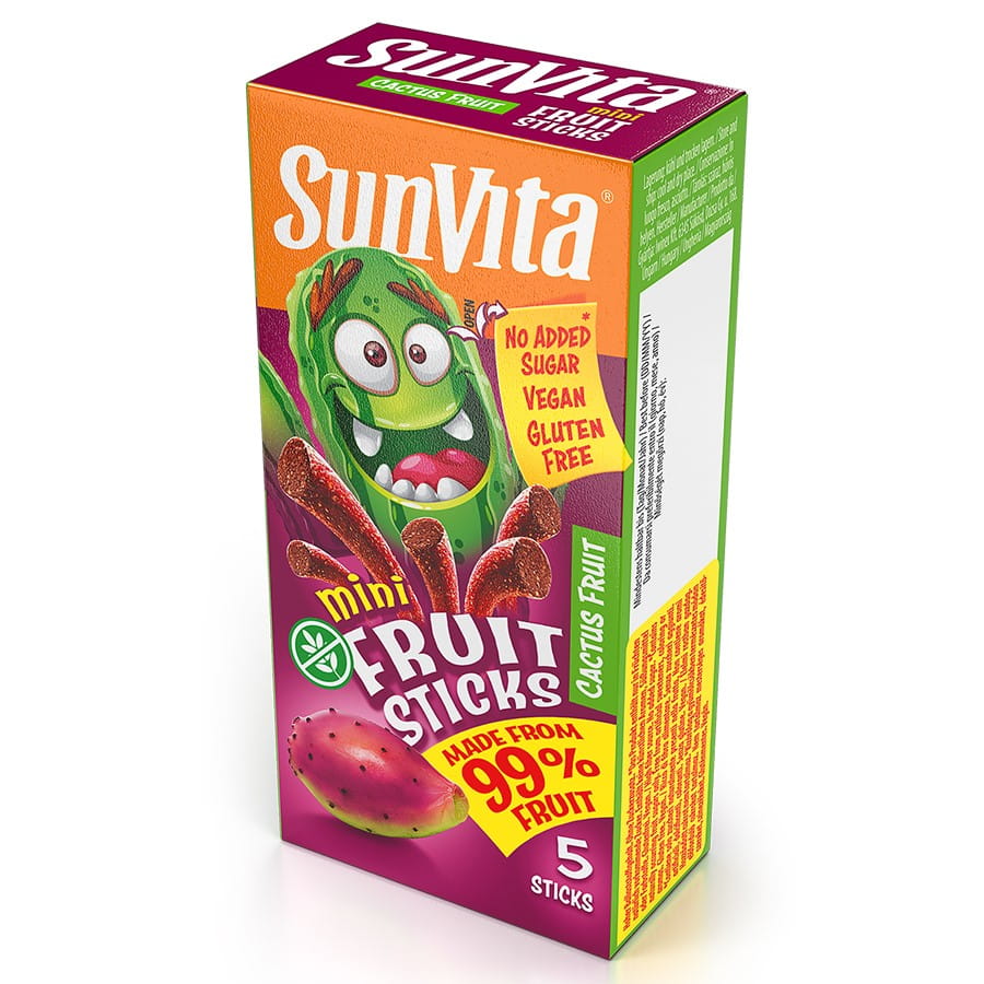 Fruktstenger uten tilsatt sukker - kaktusfrukt 50g (5x10g) SUNVITA