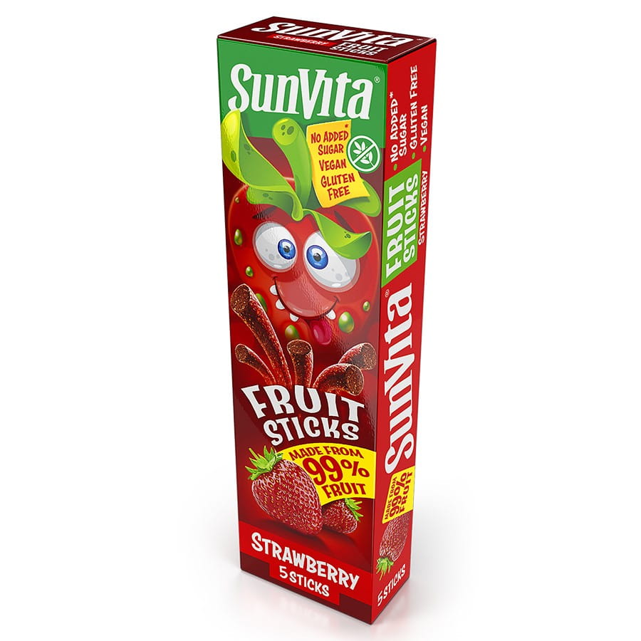 Gyümölcspálcikák cukor hozzáadása nélkül - eper 100g (5x20g) SUNVITA