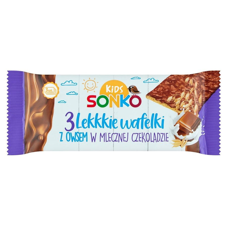 Lette hafrevaffler i melkesjokolade 36g SONKO