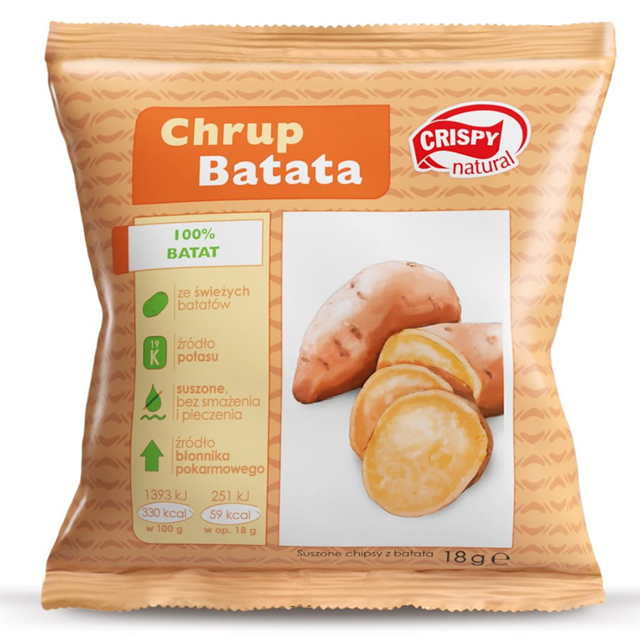 Tørkede søtpotetskiver naturlig 18g CRISPY