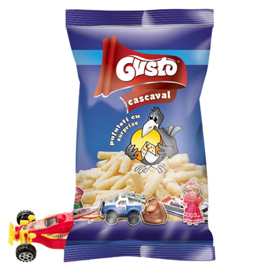 मकई के चिप्स पनीर स्वाद और एक आश्चर्य के साथ 30 g GUSTO PUFULETI
