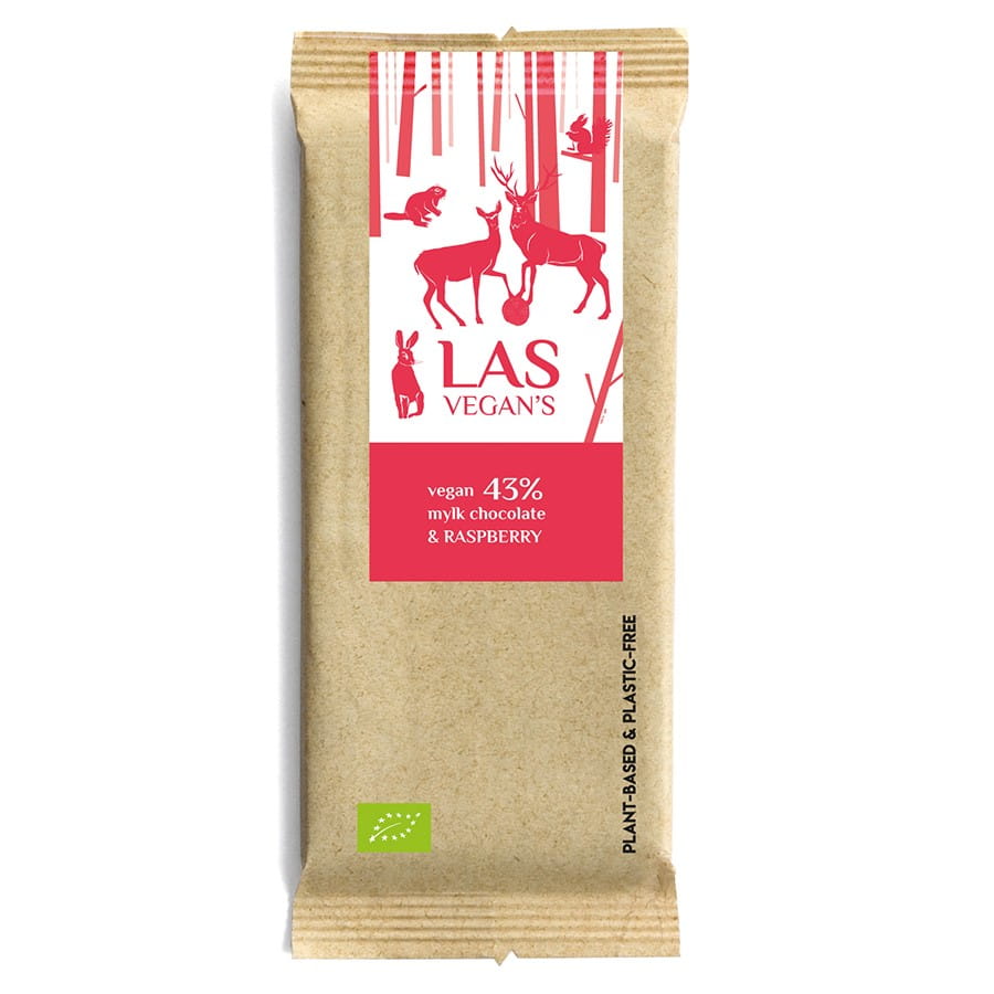 Vegansk choklad med hallon 43% 50g LAS VEGANS