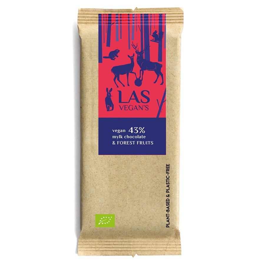Vegansk choklad med skogsbär 43% 50g LAS VEGANS