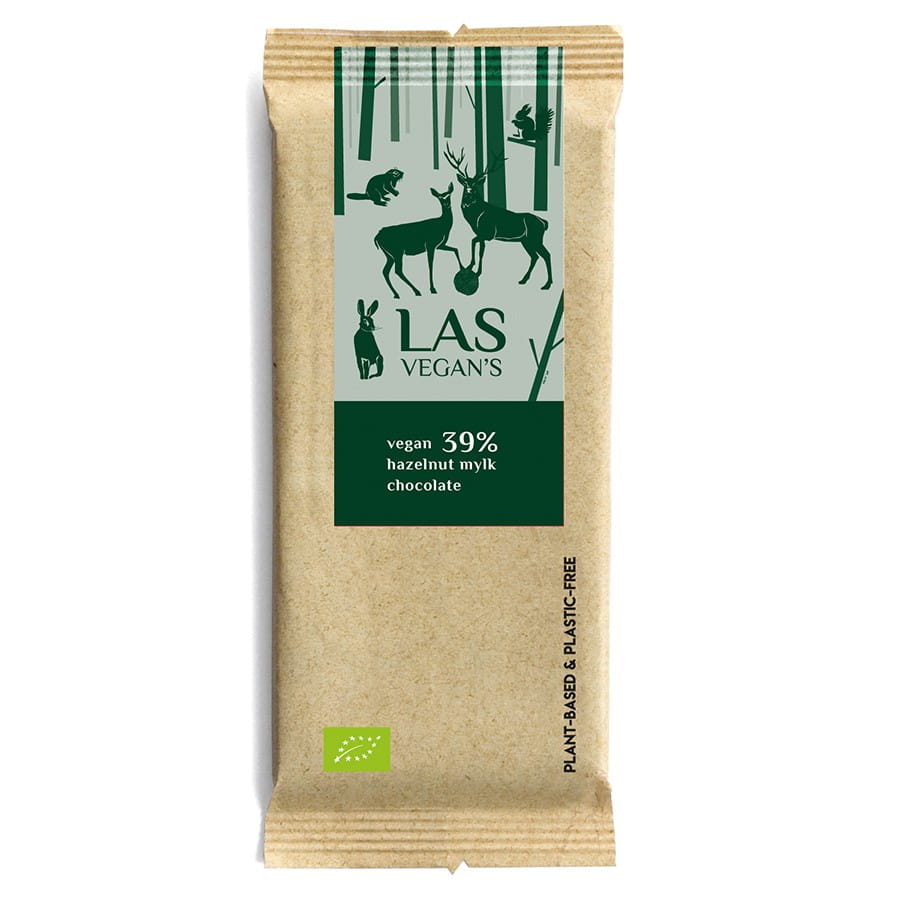 Vegansk choklad med hasselnötter 39% 50g LAS VEGANS