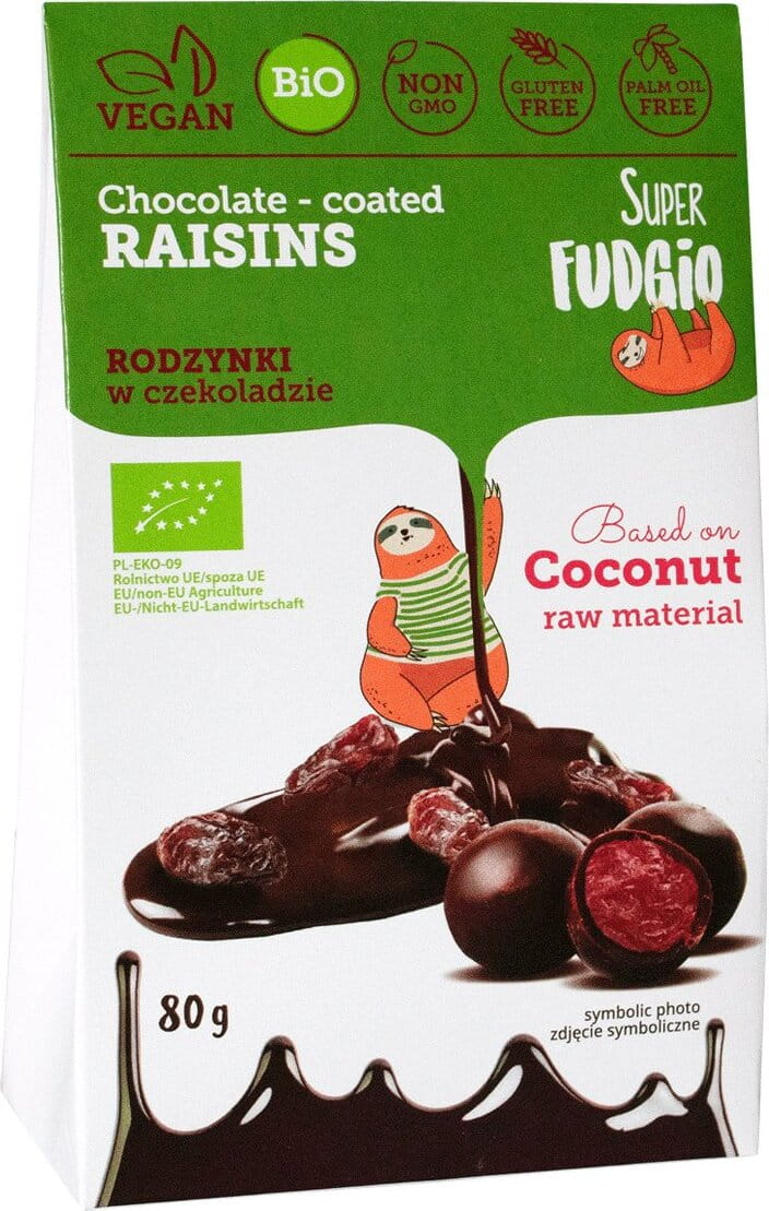 Glutenfrie rosiner i sjokolade ØKO 80g SUPER FUDGIO
