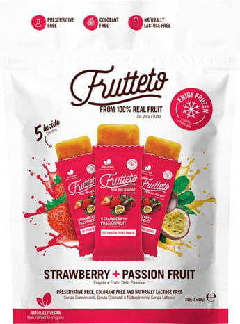 Pakasteeseen tarkoitettu sorbettijäätelö vadelma-omena 5x50g FRUTTETO