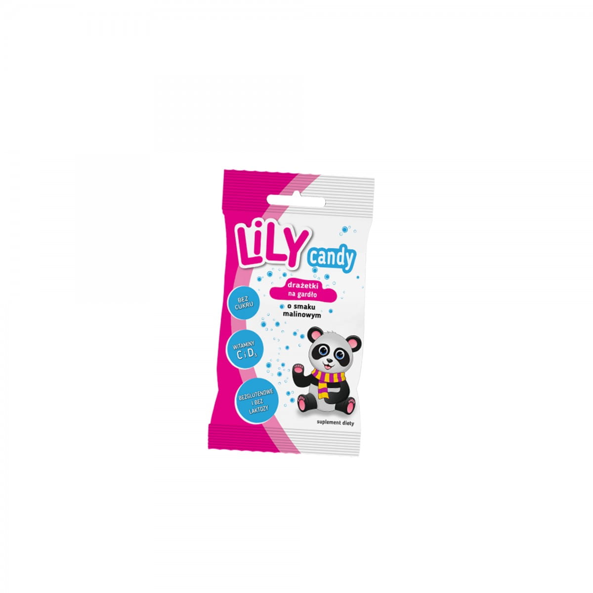 Drageer med vitaminer, bringebærsmak for halsen 40 g - LILY CANDY