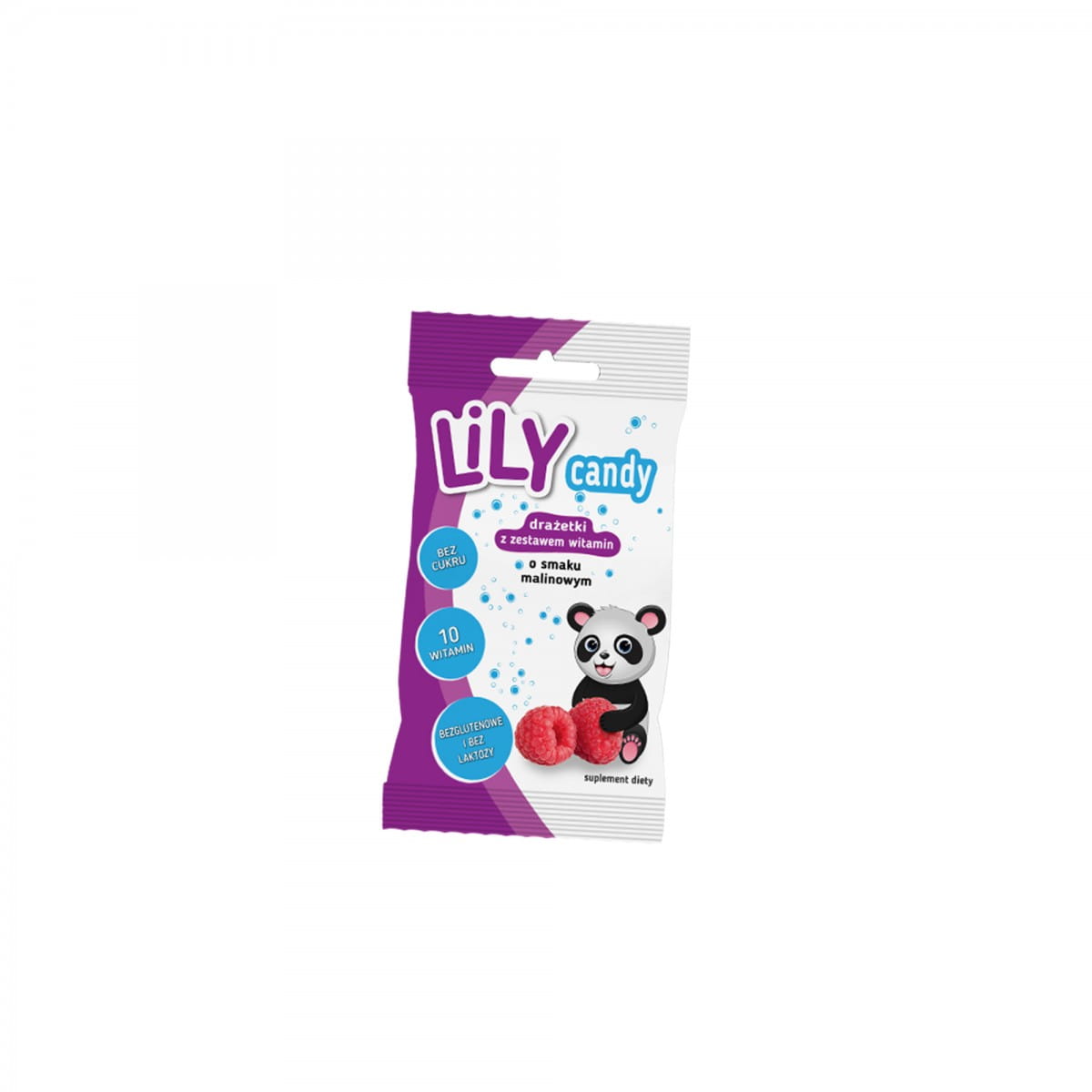 Drageer med en rekke vitaminer, bringebærsmak 40 g - LILY CANDY